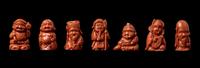 A Set of Japanese Red Coral Seven Gods