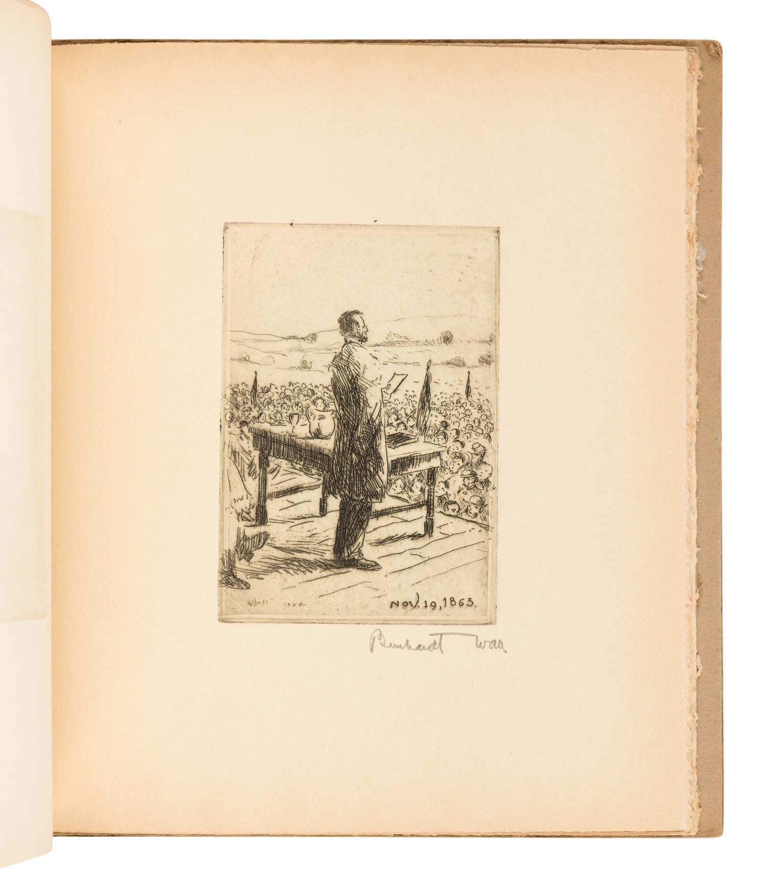 [LINCOLN, Abraham (1809-1865)]. WALL, Bernhardt (1872-1956). The Gettysburg Speech . New York: Bernhardt Wall, 1924.