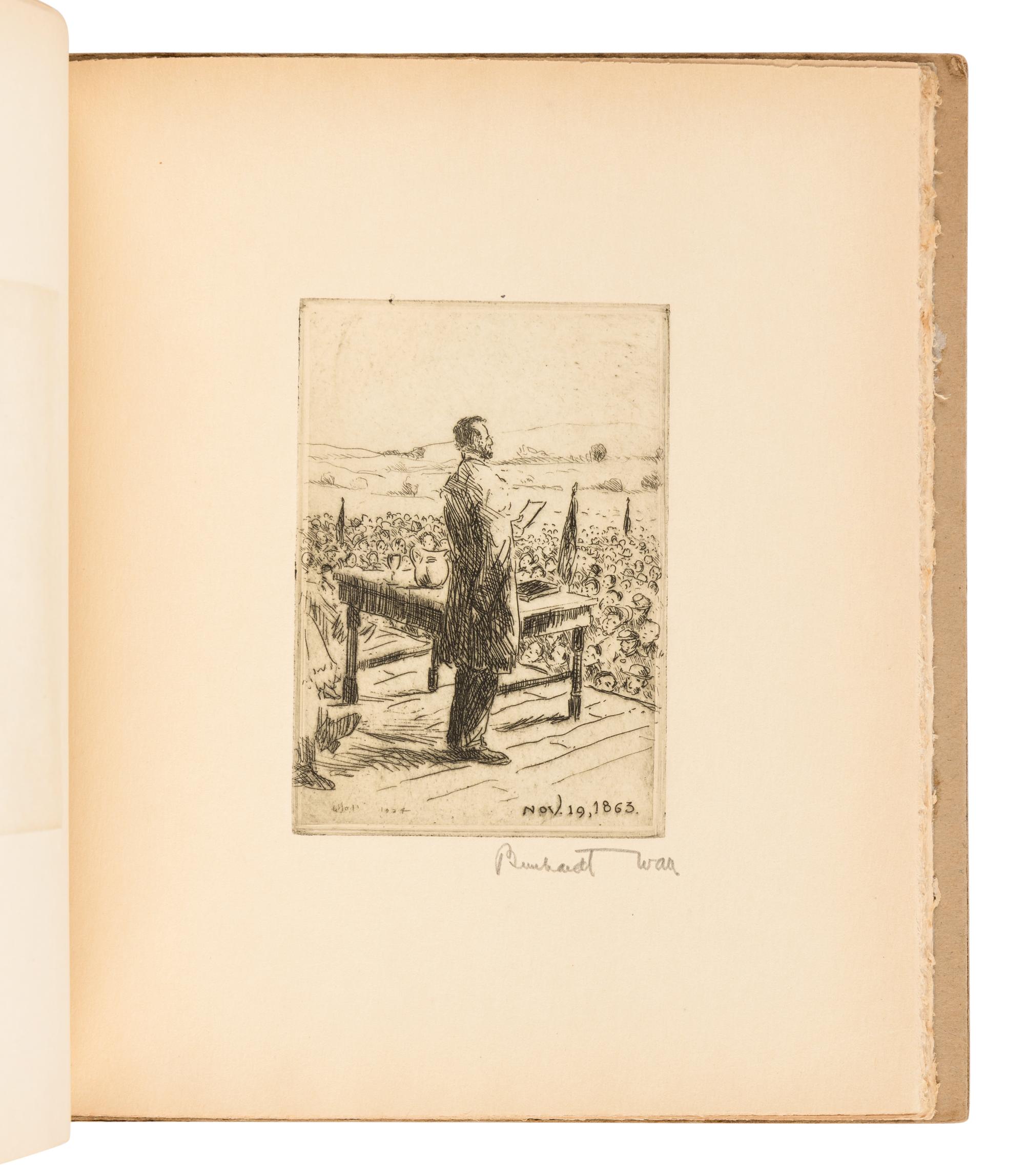 [LINCOLN, Abraham (1809-1865)]. WALL, Bernhardt (1872-1956). The Gettysburg Speech . New York: Bernhardt Wall, 1924.