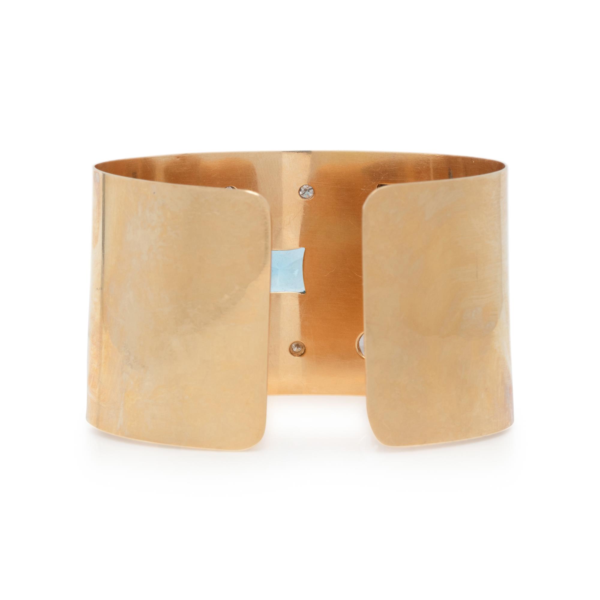 DAVID STERN, YELLOW GOLD AND MULTI GEM CUFF BRACELET
