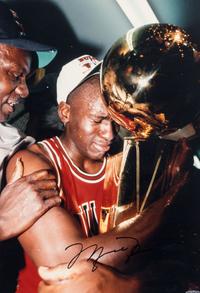 A Michael Jordan 1991 NBA Finals Trophy Signed Autograph Oversized Photograph (Upper Deck Authenticated),