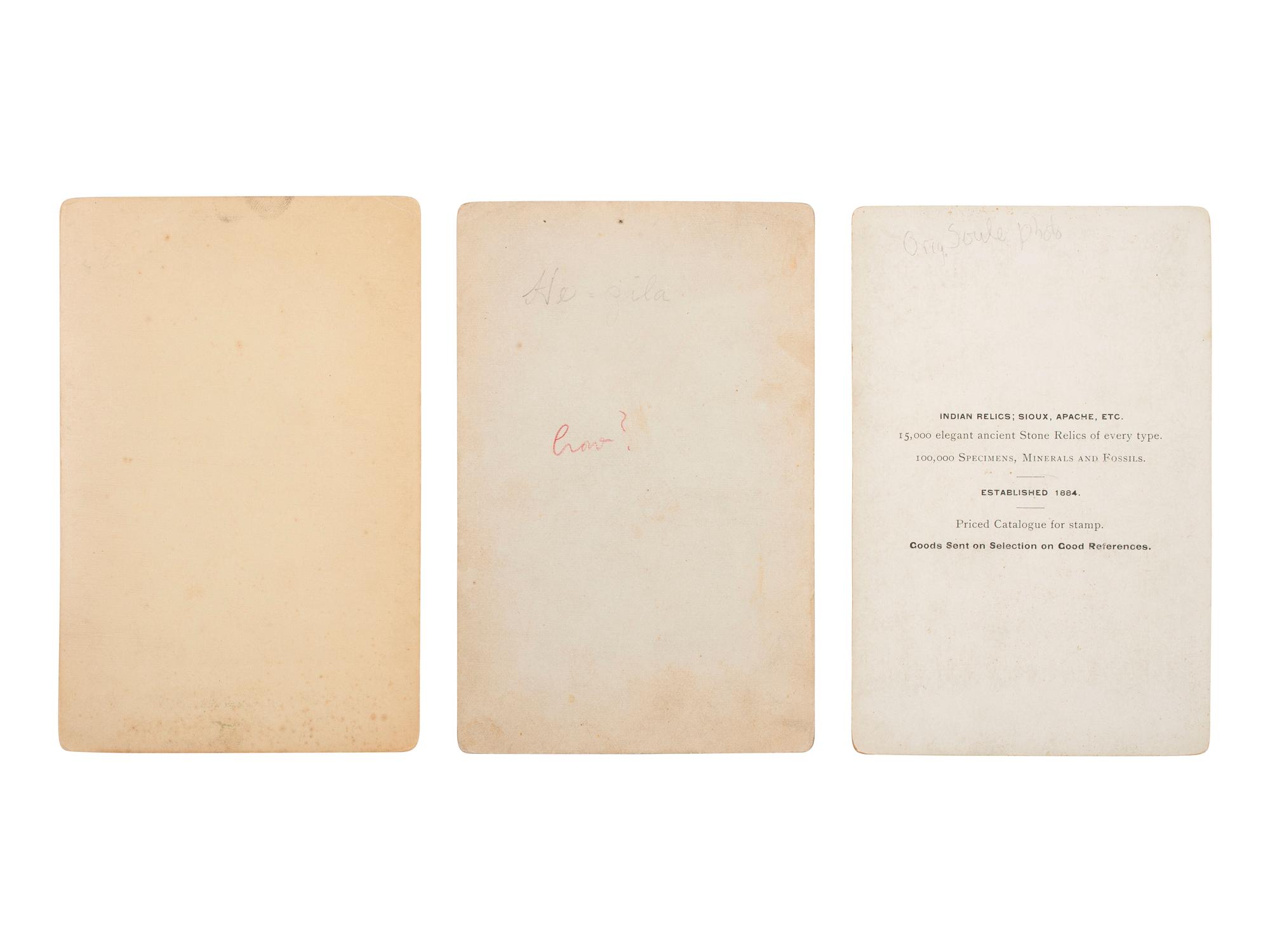 [NATIVE AMERICANS]. 3 cabinet cards of Native American subjects, incl. Chief Gall, Hunkpapa leader who participated at the Battle of Little Bighorn.