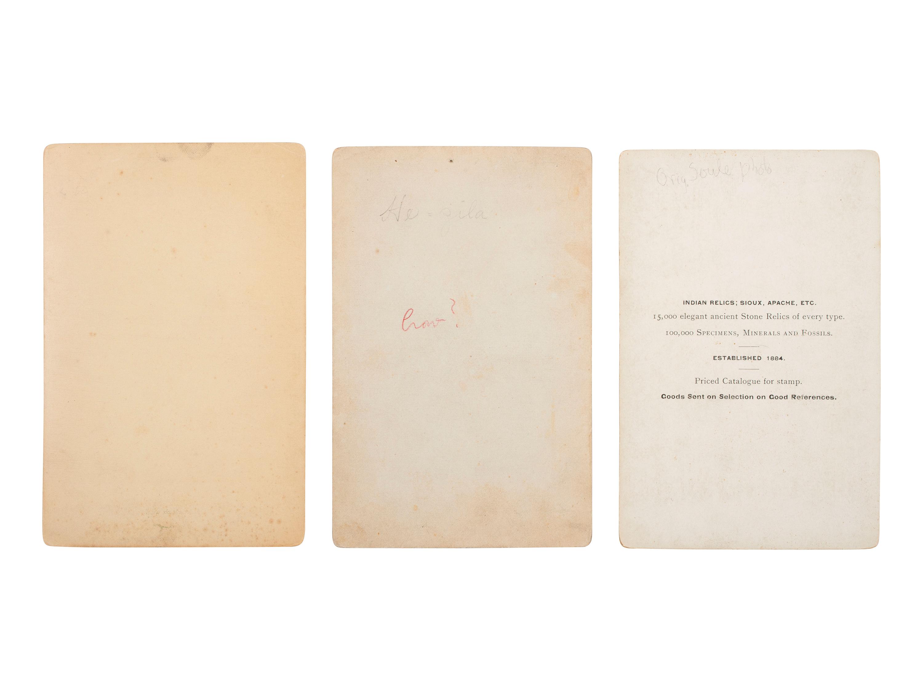[NATIVE AMERICANS]. 3 cabinet cards of Native American subjects, incl. Chief Gall, Hunkpapa leader who participated at the Battle of Little Bighorn.