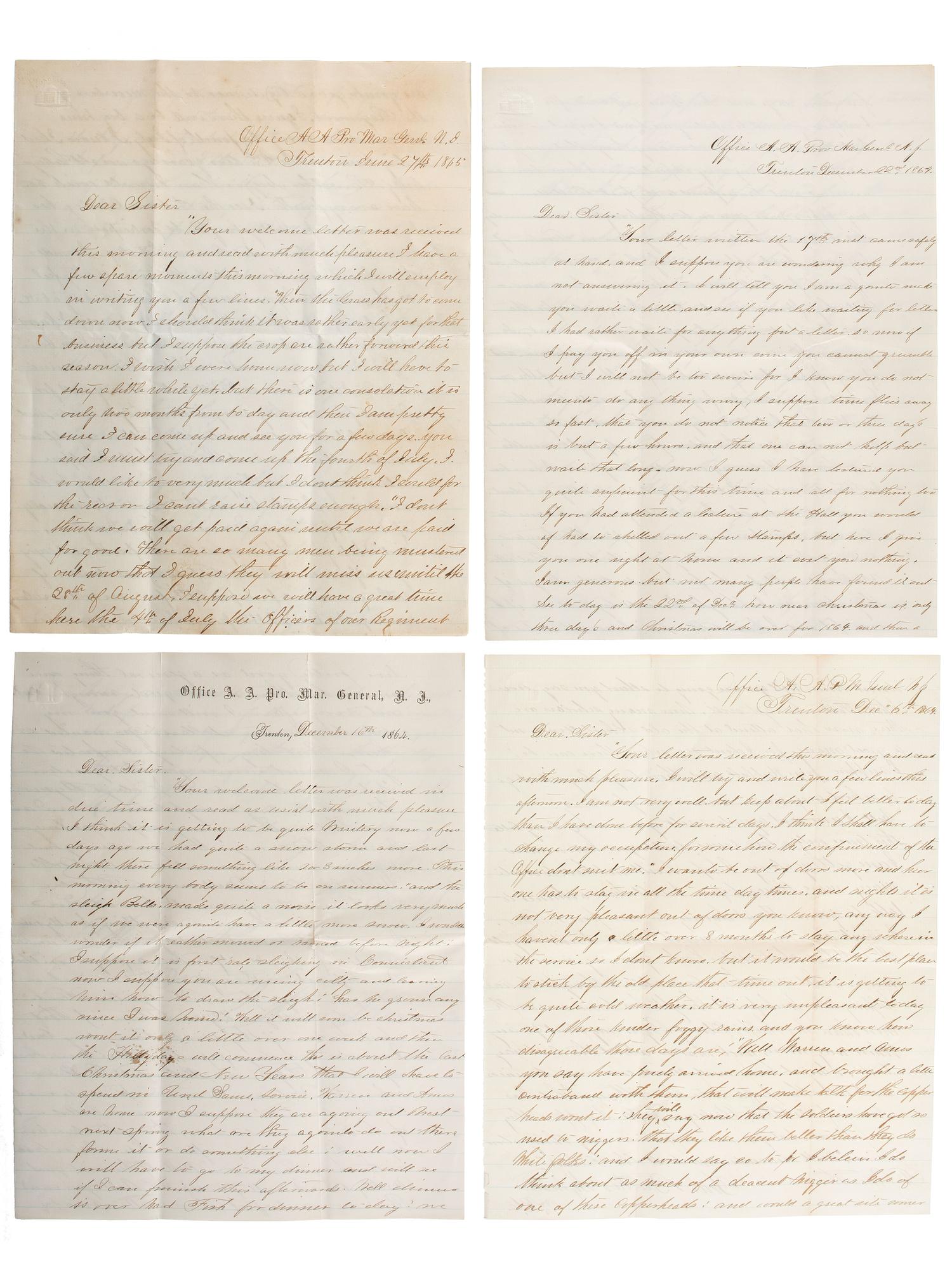 [CIVIL WAR]. A group of 8 documents related to Sylvester Rounds, WIA Gettysburg, 17th Connecticut Volunteer Infantry.