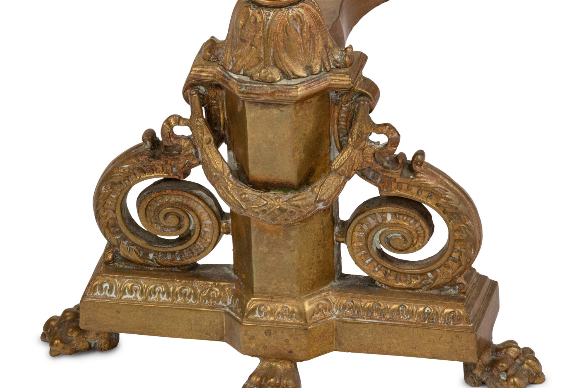 A Pair of Napoleon III Style Brass Andirons