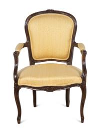 A Louis XV Style Walnut Fauteuil