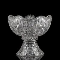 A Brilliant-Period Cut Glass Punch Bowl and Stand