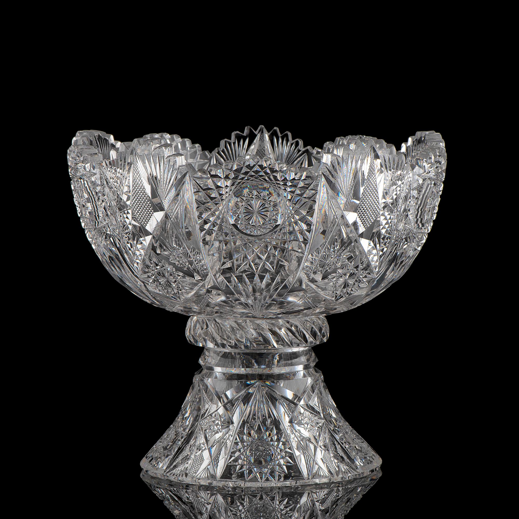 A Brilliant-Period Cut Glass Punch Bowl and Stand