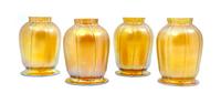 A Set of Four American Iridescent Glass Shades Height 5 1/4 inches.