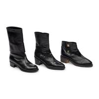 Chanel, Three Pairs of Black Leather Boots