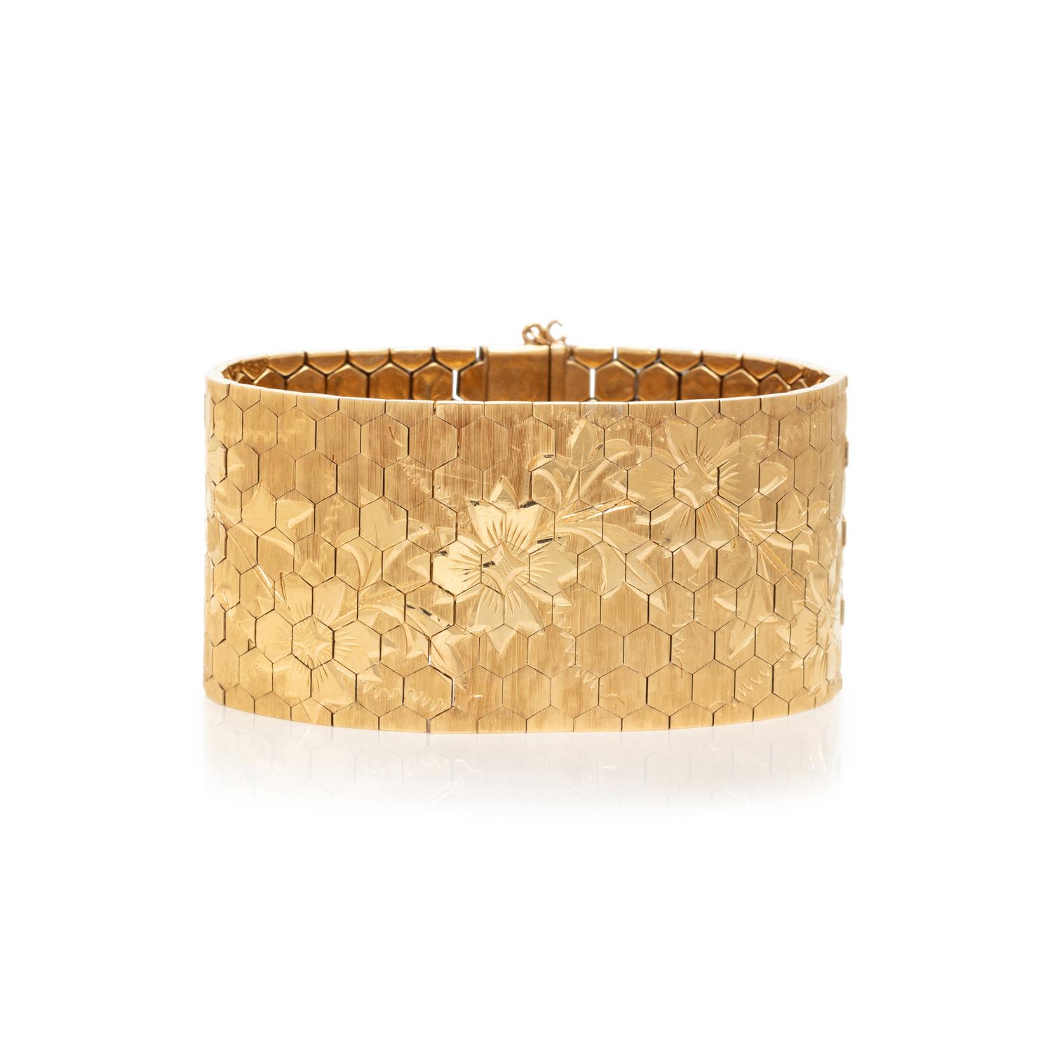 YELLOW GOLD FLORAL MOTIF BRACELET
