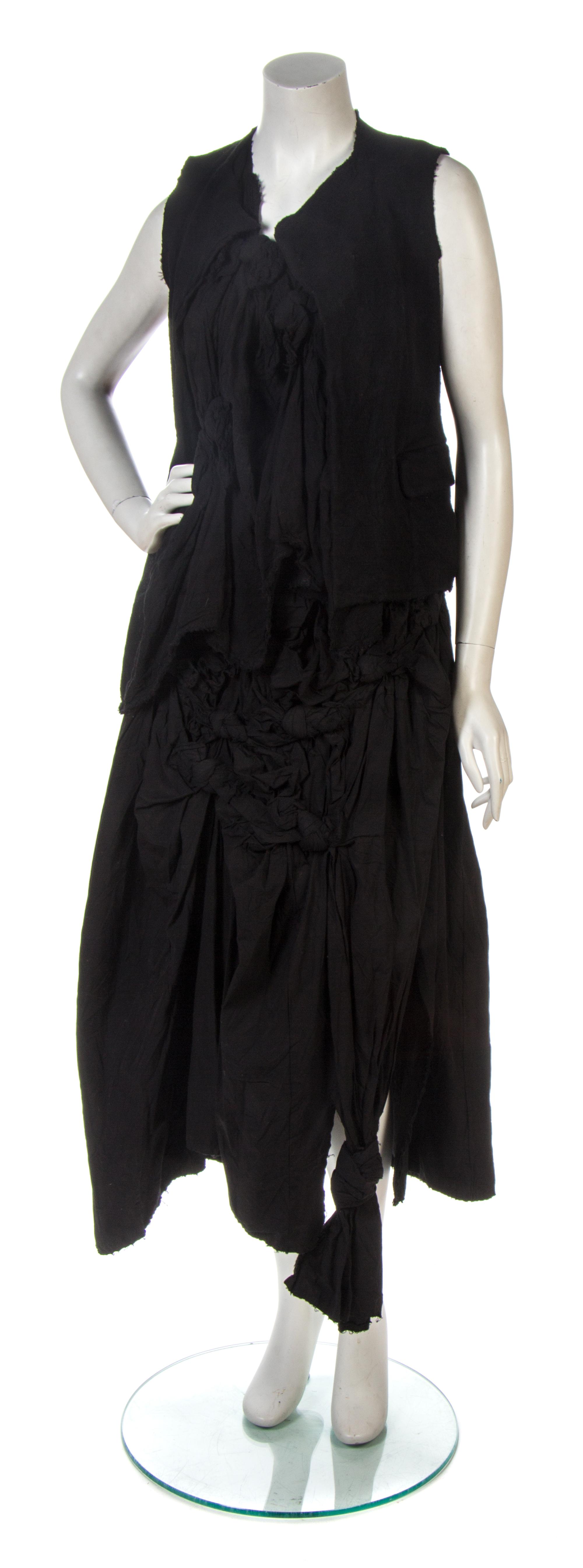 A Comme des Garcons Black Cotton Skirt Ensemble, Size M.