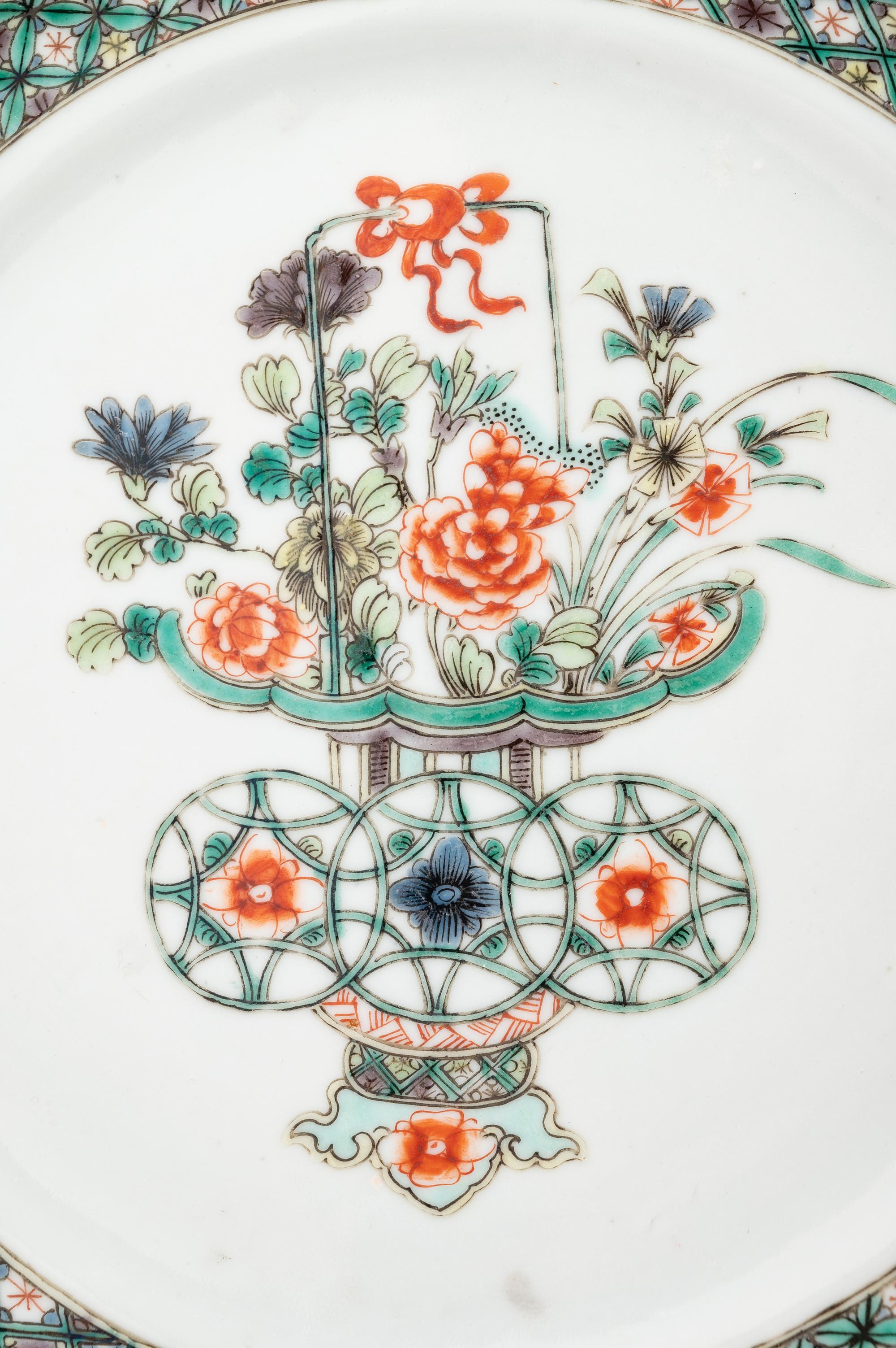 A Pair of Chinese Export Famille Verte Porcelain Plates