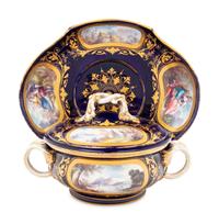 A Sèvres Style Porcelain Covered Bowl and Underplate