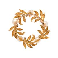 YELLOW GOLD, CULTURED PEARL AND DIAMOND PENDANT/BROOCH