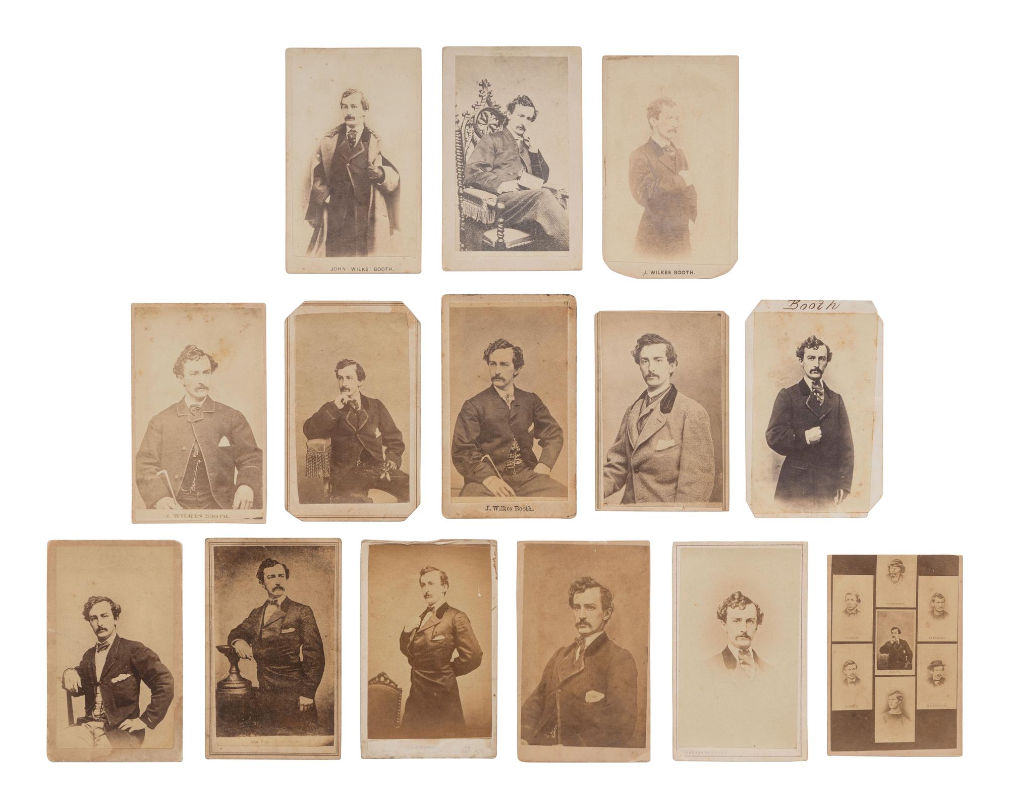 [LINCOLN ASSASSINATION]. A photographic study of John Wilkes Booth in 14 CDVs.
