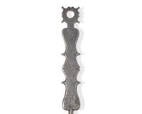 An Assorted Group of Six Wrought Iron Kitchen and Fireplace Accessories
