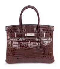 HERMÈS, BIRKIN 30 IN SHINY BROWN CROCODILE