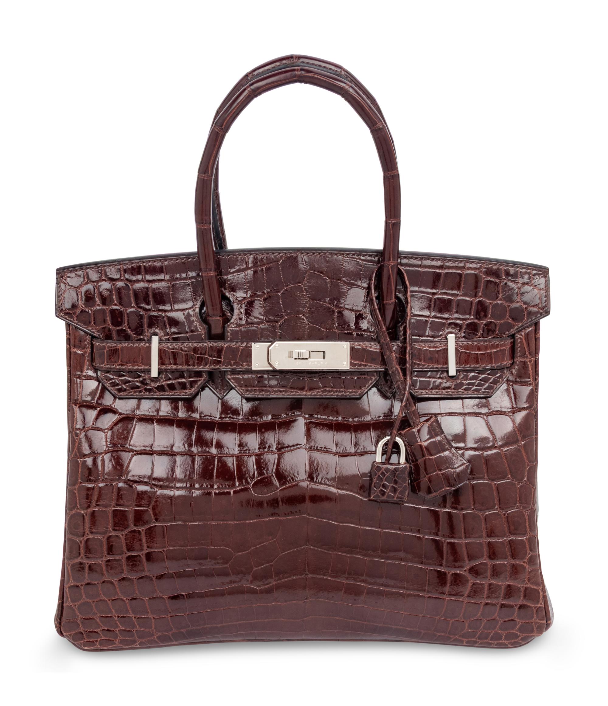 HERMÈS, BIRKIN 30 IN SHINY BROWN CROCODILE