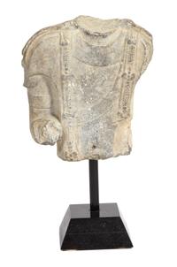 A Chinese Carved Stone Torso Fragment Height of fragment 11 x width 10 inches. — 19TH CENTURY