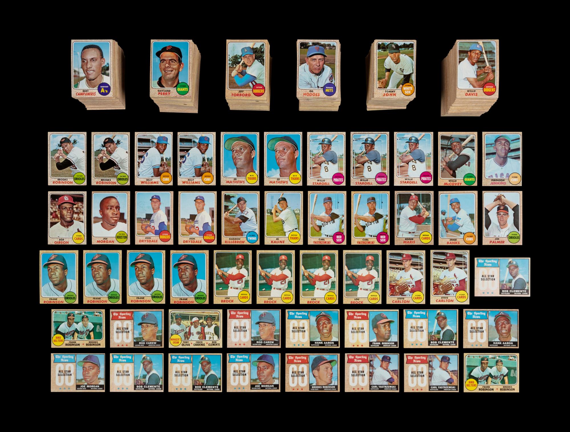 A Collection of Over 700 1968 Topps Baseball Cards With Multiple Hall of Famers