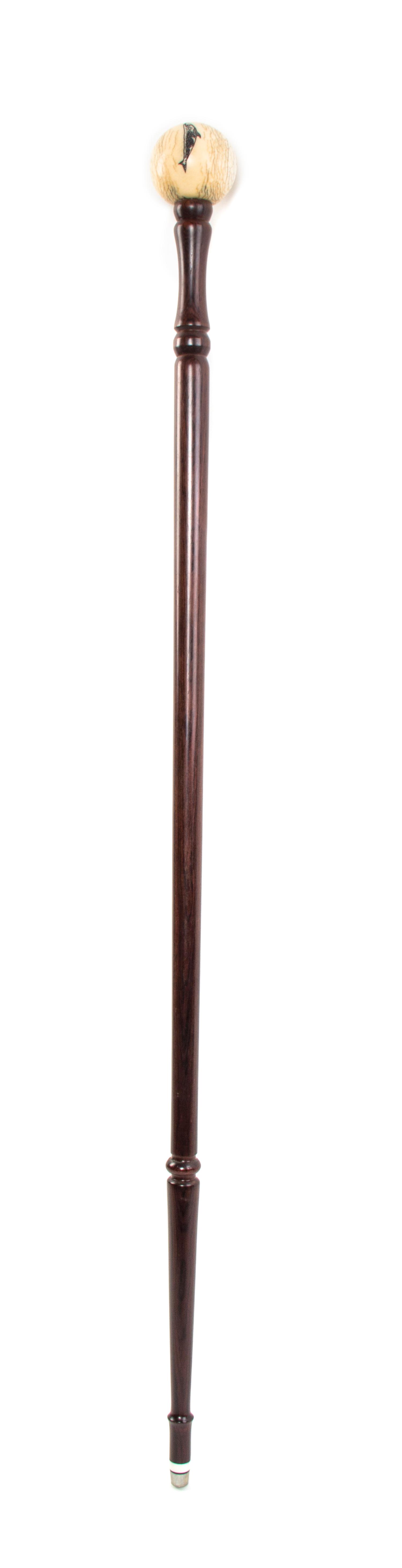 An American Ivory Handled Cane, Height of handle 2 1/4 x length overall 35 1/2 inches.
