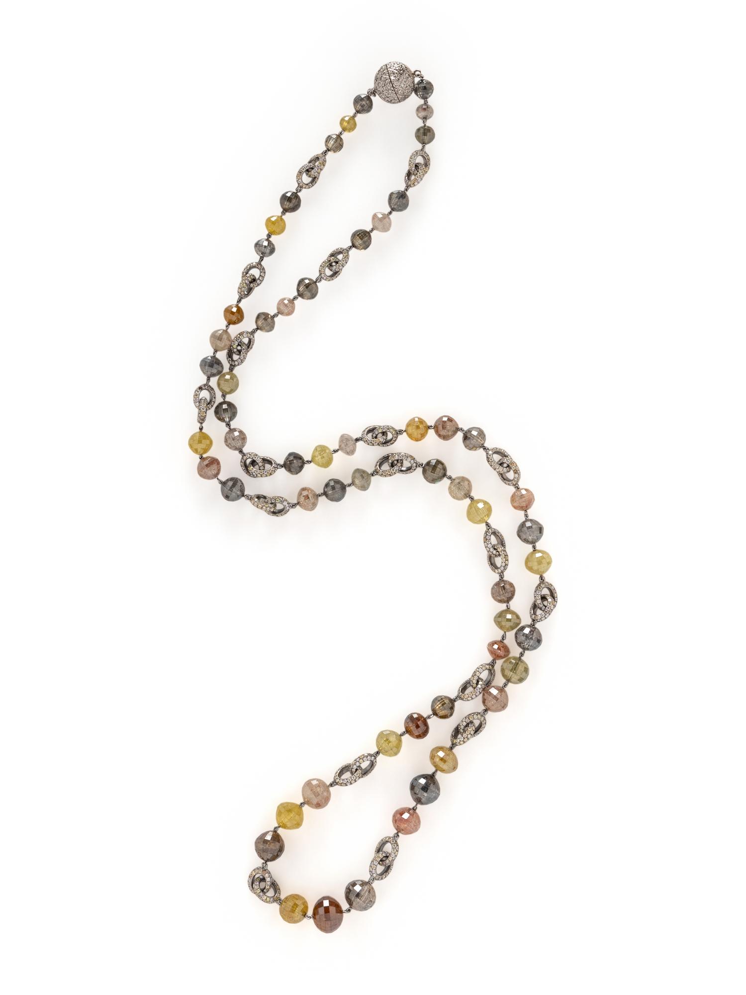 MULTICOLOR DIAMOND BEAD NECKLACE