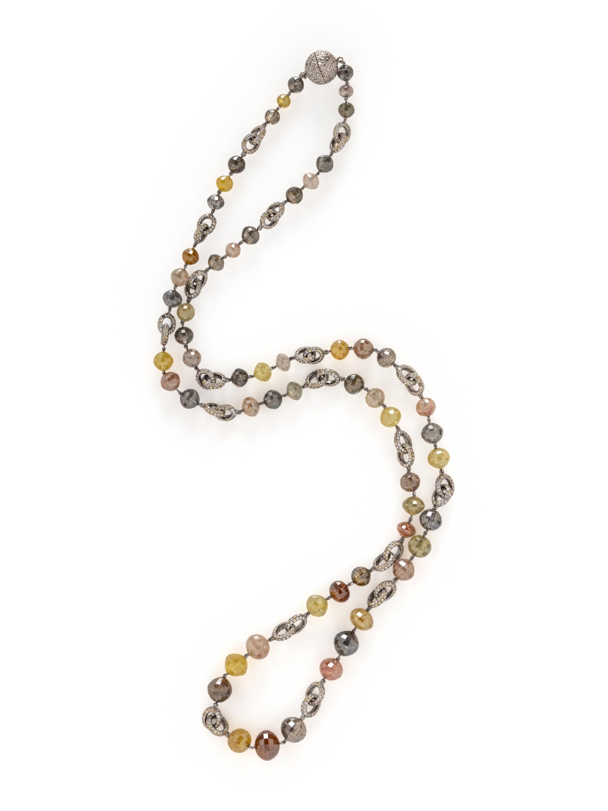 MULTICOLOR DIAMOND BEAD NECKLACE