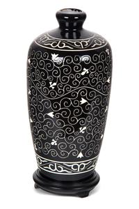 A Black and White Ceramic Vase Height 12 inches. — 20TH CENTURY