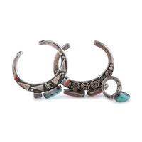 Pair of Sterling Silver Cuff Bracelets and Ring