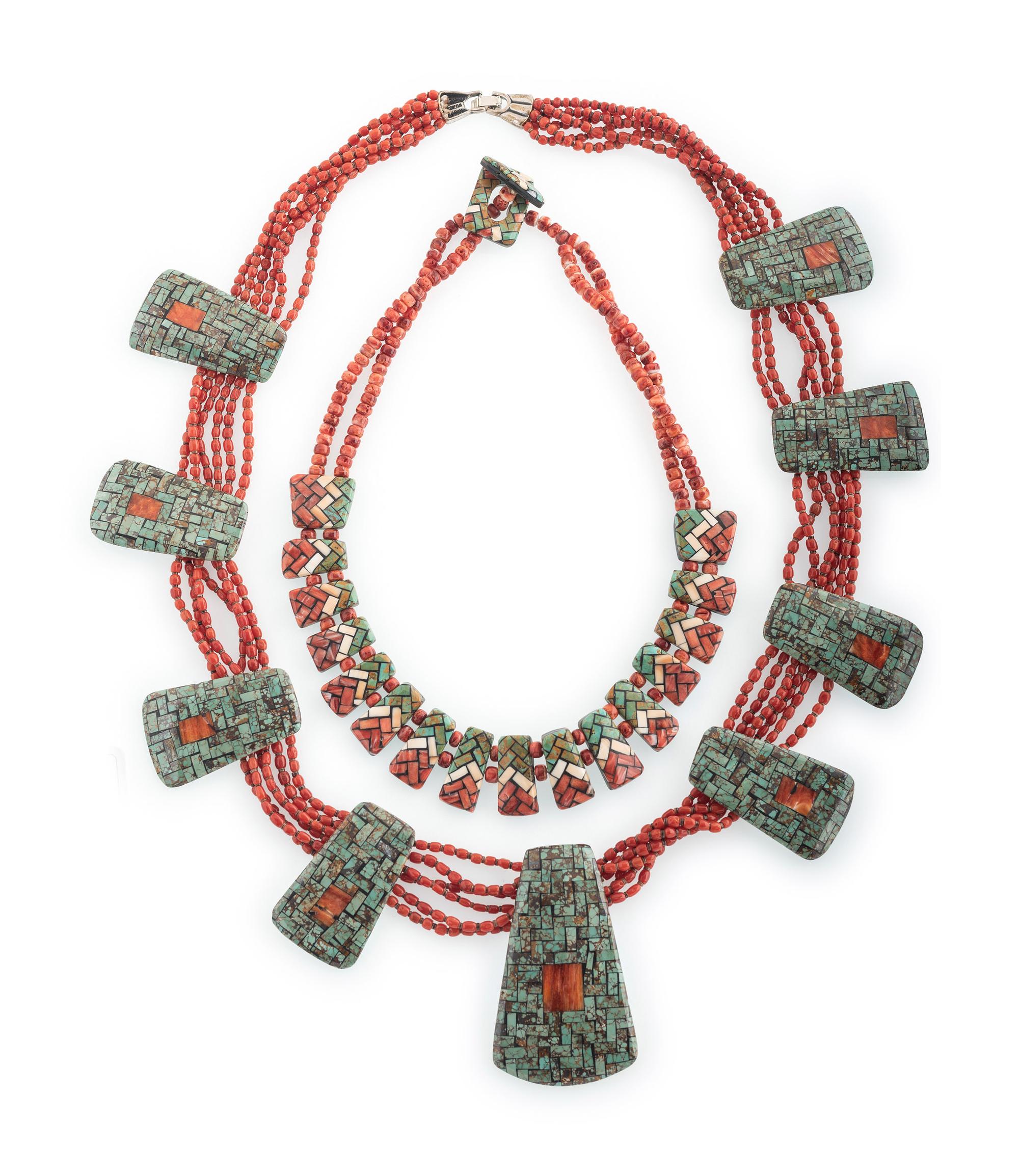 Kewa Multi-strand Necklaces, with Mosaic Inlay