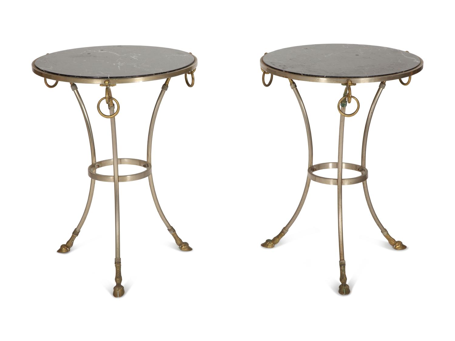 A Pair of Neoclassical Style Black Marble-Top Gueridons