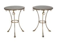 A Pair of Neoclassical Style Black Marble-Top Gueridons