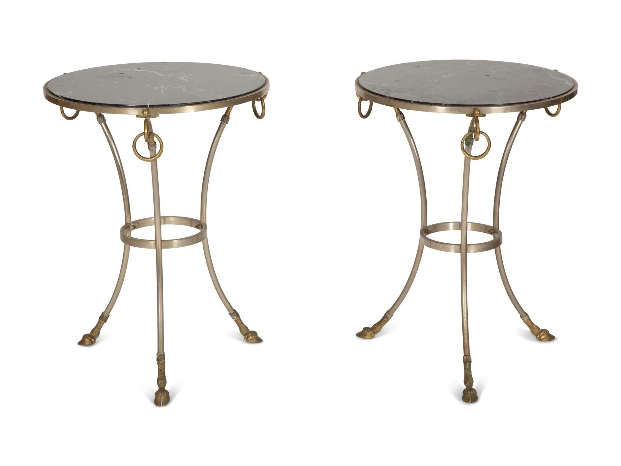 A Pair of Neoclassical Style Black Marble-Top Gueridons