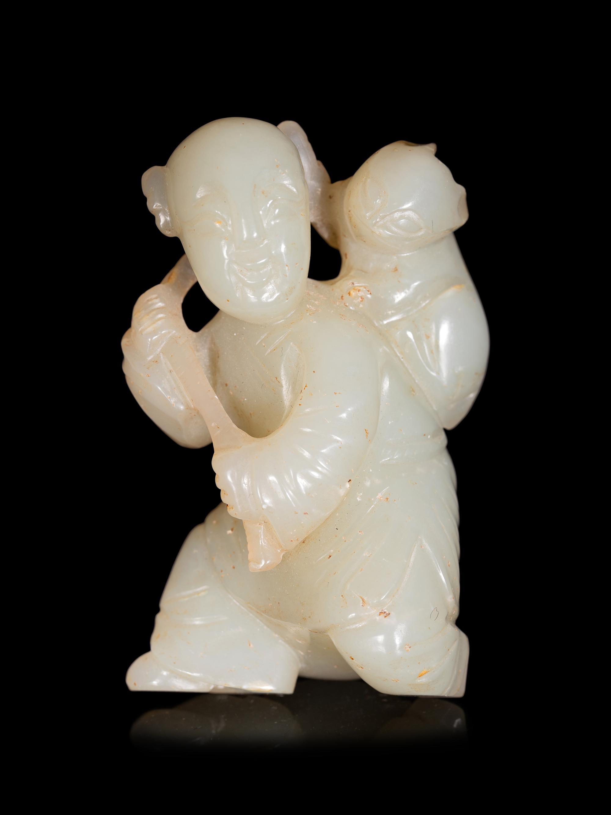 Six Chinese Carved Celadon Jade Figural Groups
