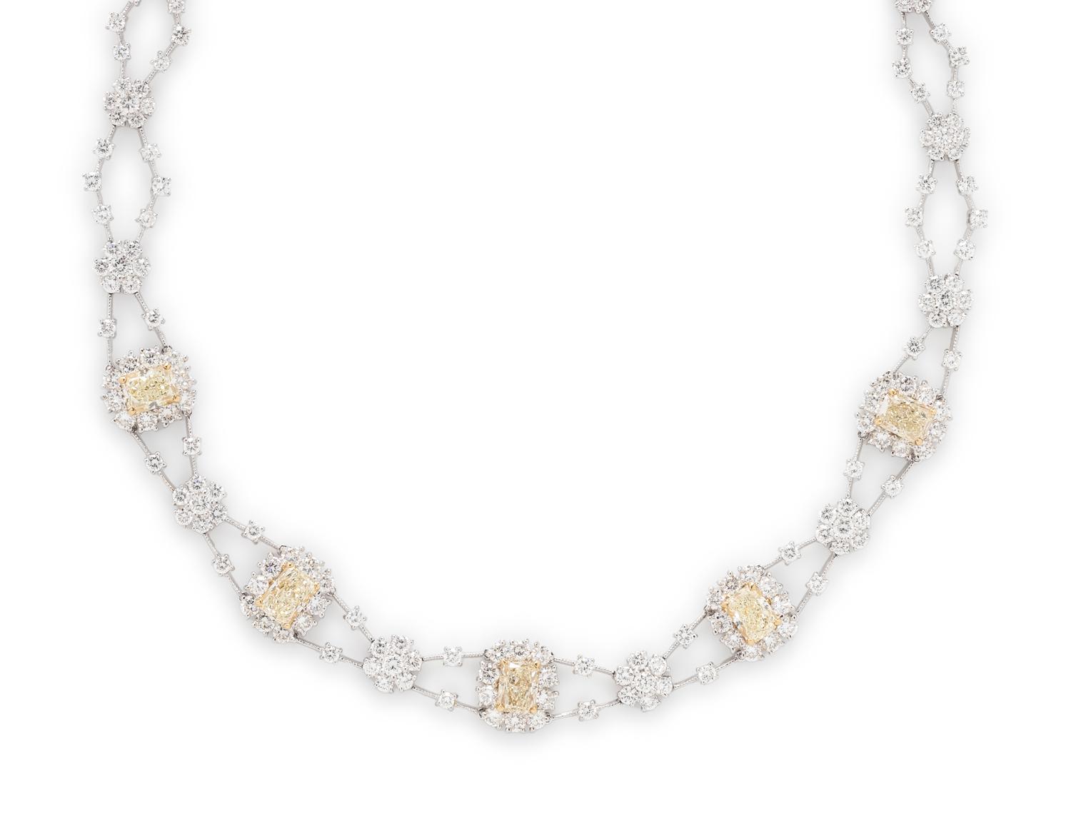 YELLOW DIAMOND AND DIAMOND NECKLACE