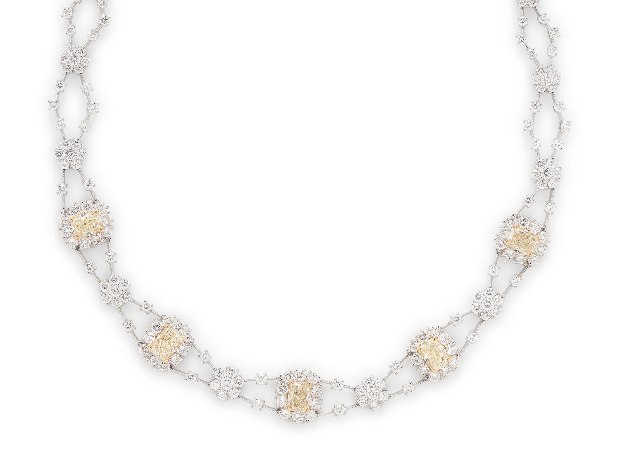 YELLOW DIAMOND AND DIAMOND NECKLACE