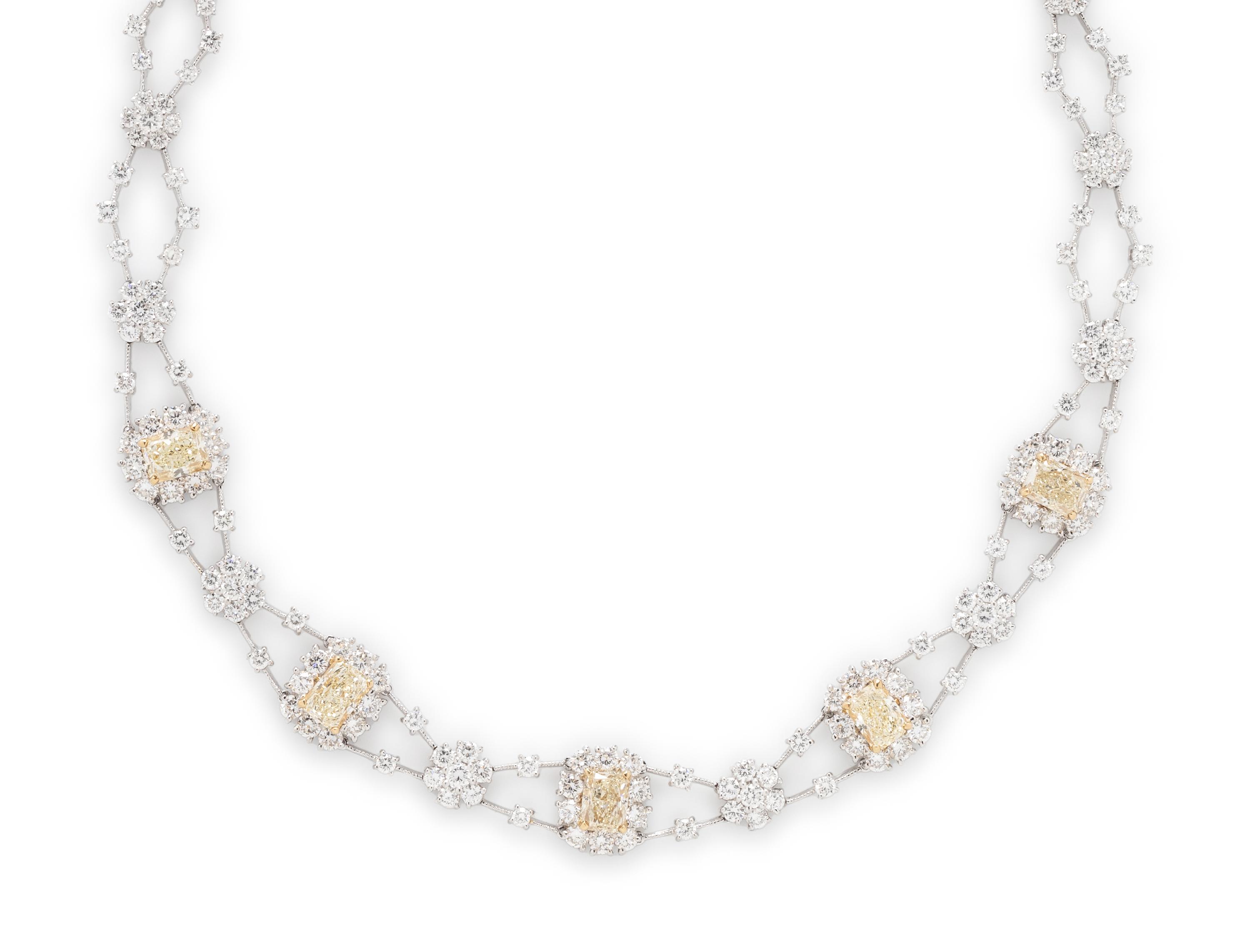 YELLOW DIAMOND AND DIAMOND NECKLACE