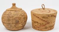 Two Nelson Island Woven Baskets Height of taller 13 inches. — MID 20TH CENTURY