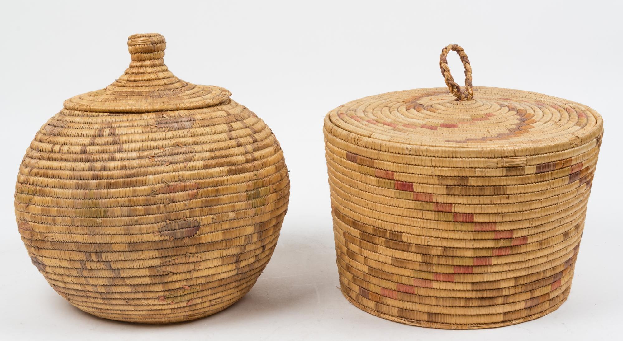 Two Nelson Island Woven Baskets Height of taller 13 inches. — MID 20TH CENTURY