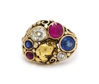 DIAMOND AND GOLD NUGGET RING