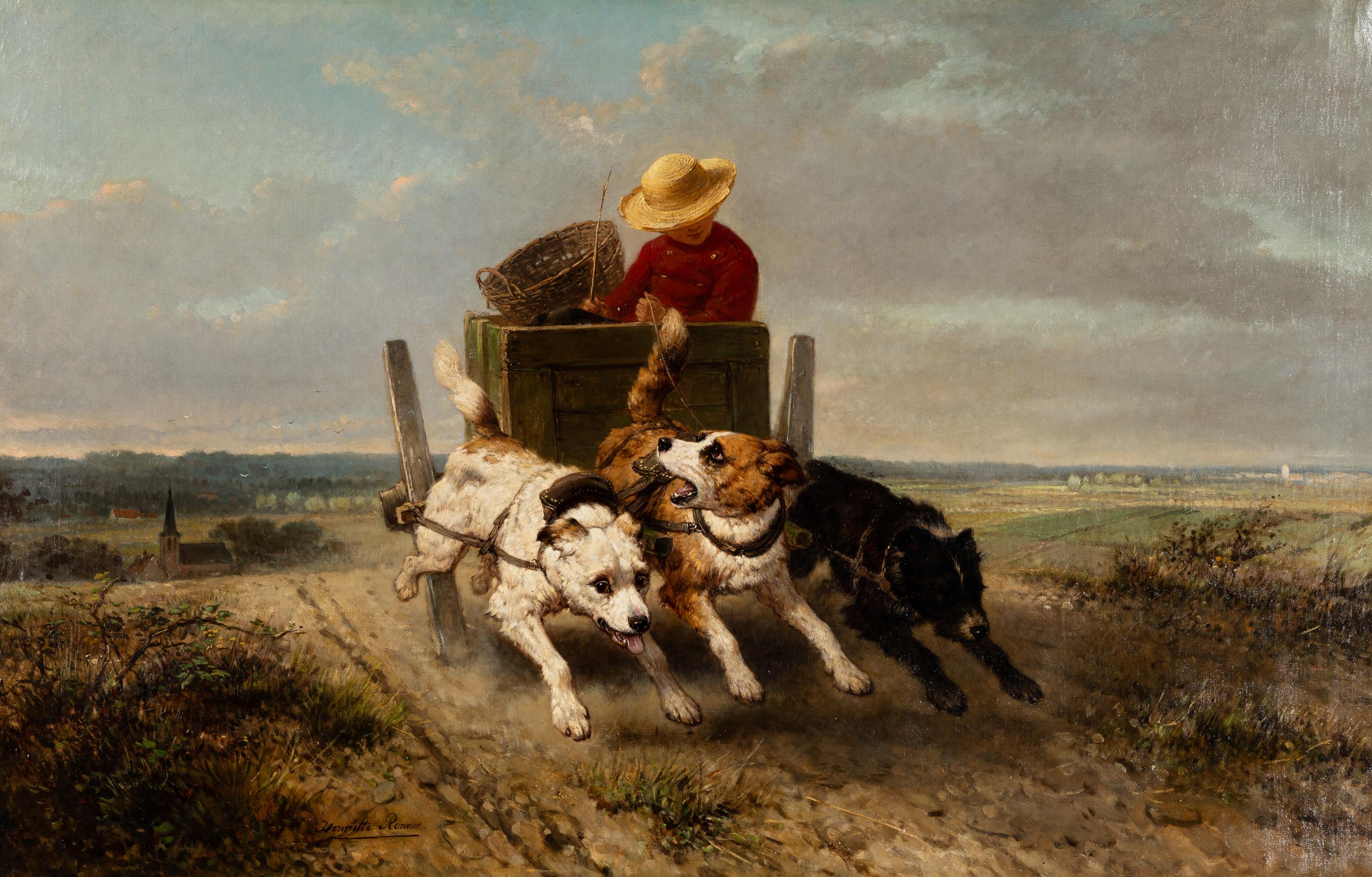 Henriette Ronner-Knip (Dutch, 1821-1909) — Off to the Races