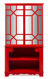 A Custom-Designed Red Painted Bookcase Height 76 x width 41 x depth 18 1/2 inches. — 20TH CENTURY