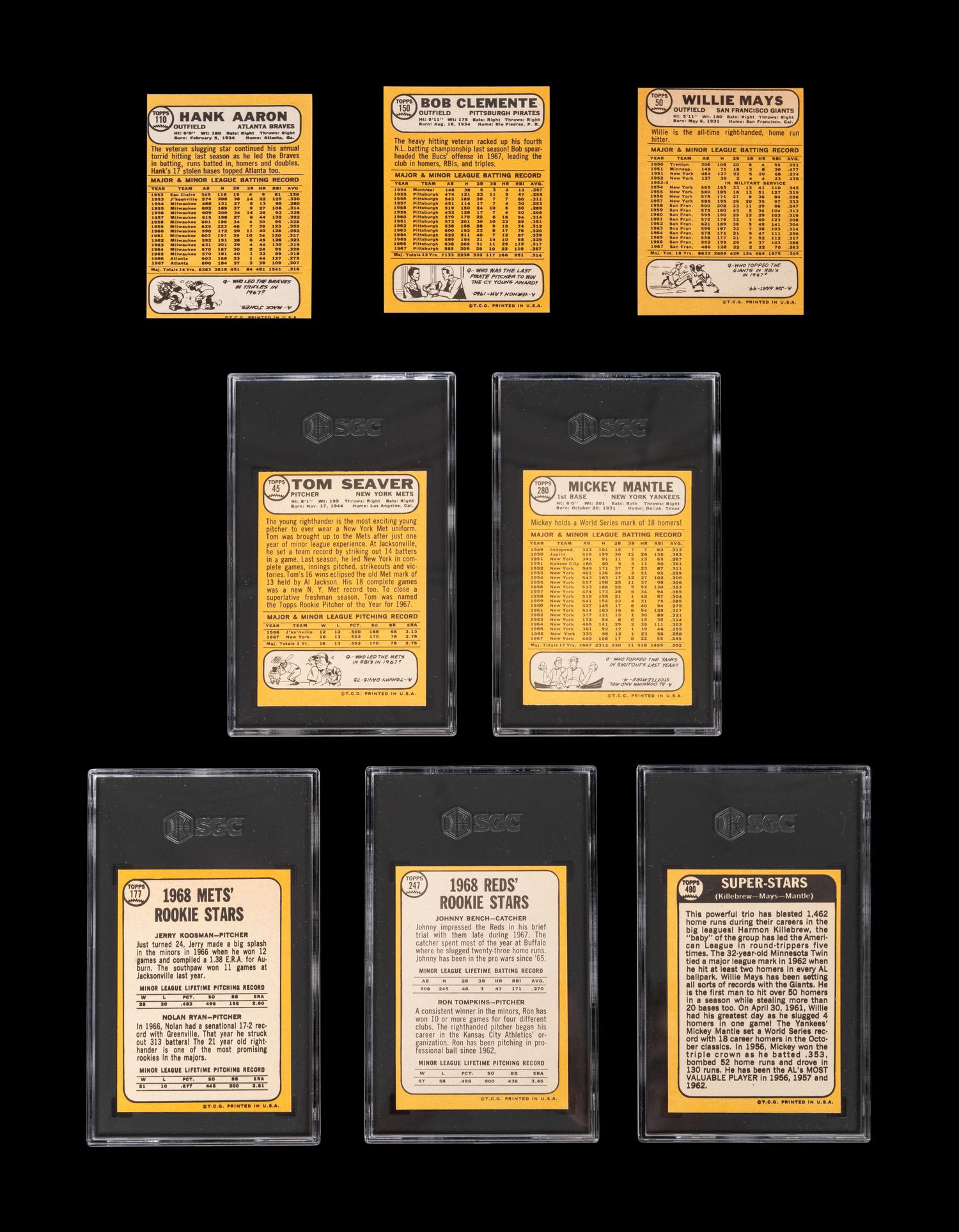A Complete Set of 1968 Topps Baseball Cards (598/598) Including Graded Nolan Ryan and Johnny Bench Rookie Cards,