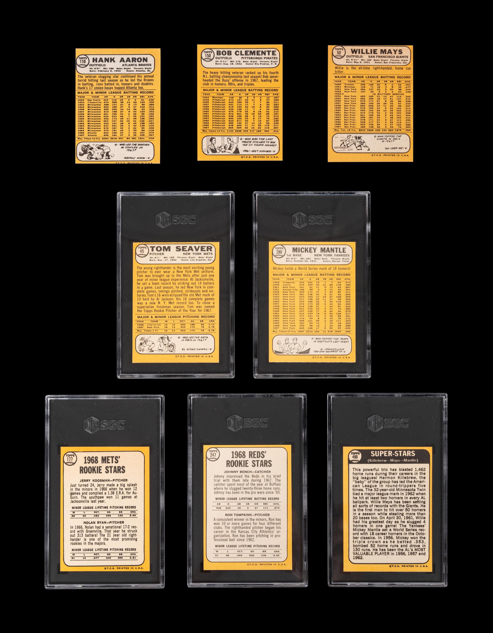 A Complete Set of 1968 Topps Baseball Cards (598/598) Including Graded Nolan Ryan and Johnny Bench Rookie Cards,