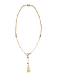 ANTIQUE, PLATINUM-TOPPED YELLOW GOLD, SEED PEARL AND DIAMOND SAUTOIR NECKLACE