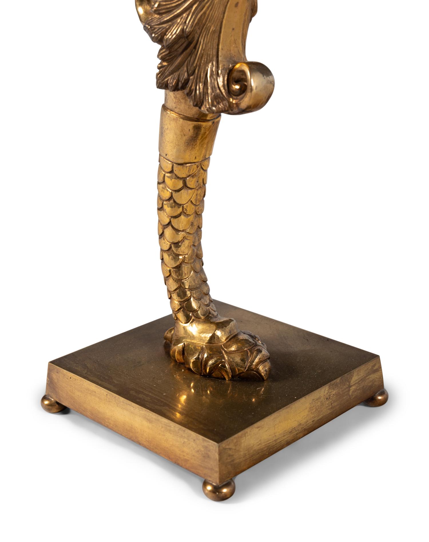 A Neoclassical Style Gilt Bronze Marble-Top Side Table
