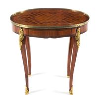 A Louis XV Style Gilt Metal Mounted Parquetry Side Table Height 25 x width 25 1/2 inches. — 19TH/20TH CENTURY