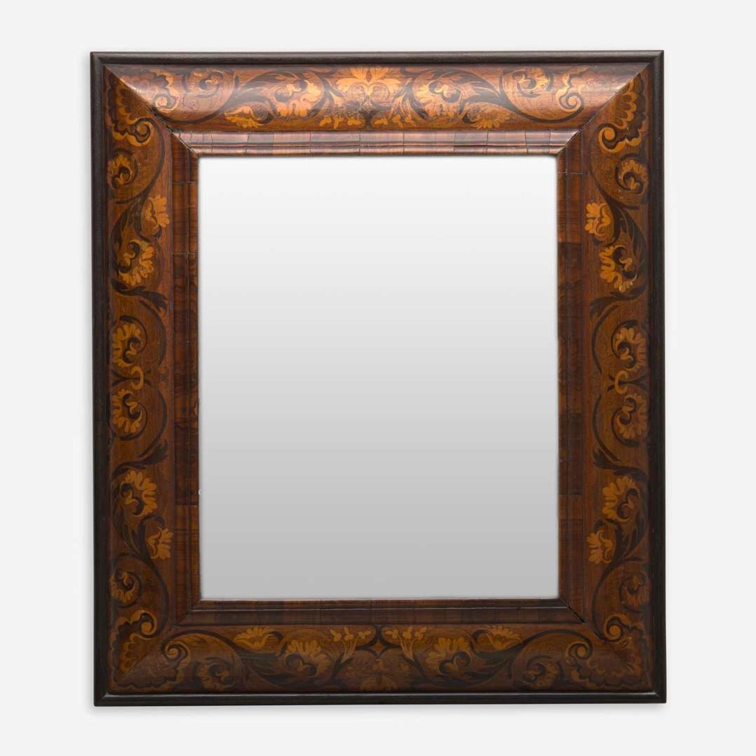 A William & Mary Walnut and Fruitwood Marquetry Mirror late 17th century