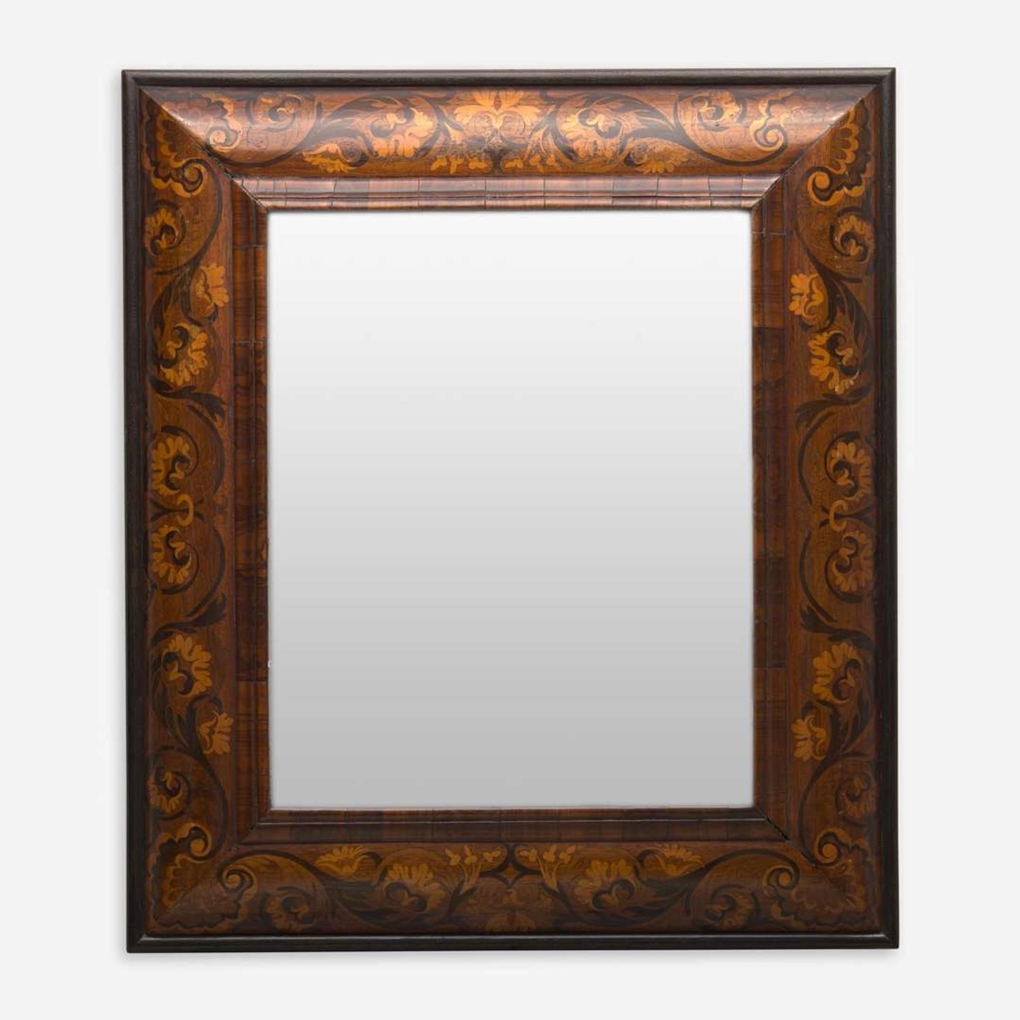 A William & Mary Walnut and Fruitwood Marquetry Mirror late 17th century
